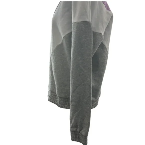 Fila Women Quarter Zip Colorblock Chevron Sweatshirt Purple White Grey Size M - Picture 2 of 5